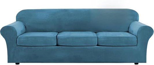 H.VERSAILTEX High Stretch Sofa Slipcover 4 Piece Cover Velvet Furniture by HVERSAILTEX