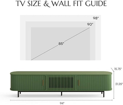 POVISON Fully-Assembled Modern Green TV Stand - Image 5