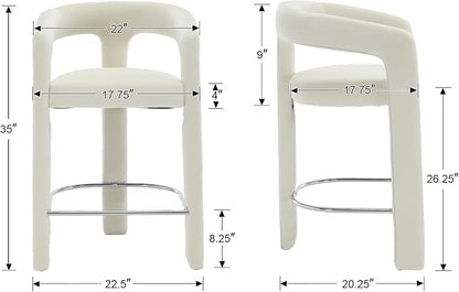 HNY 26 Inch Velvet Modern Tall Barrel Bar Stools Set of 3, Upholstered Barstools - Image 2