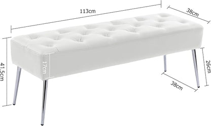 DUHOME Button-Tufted Ottoman Bench, Upholstered Footrest Stool Rectangular - Image 3