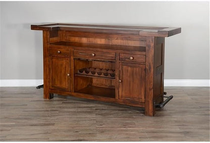 Pemberly Row 78" Farmhouse Wood Freestanding Island Home Bar Unit, Stemware - Image 4