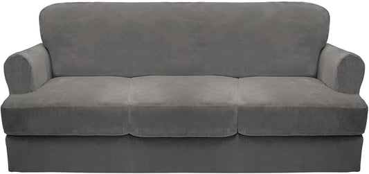 CUCRAF T Cushion Sofa Cover 4 Piece Slipcovers, Soft Thick Velvet Couch Cover by CUCRAF