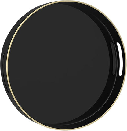 MAONAME Black Decorative Tray for Coffee Table, Modern Round Serving Tray by MAONAME