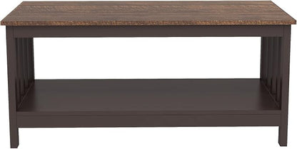 ChooChoo Farmhouse Coffee Table, Espresso Living Room Table - Image 8