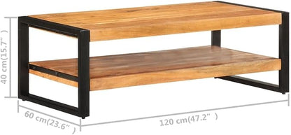 Coffee Table 47.2"x23.6"x15.7" Solid Acacia Wood, Side Table, Center Table - Image 2