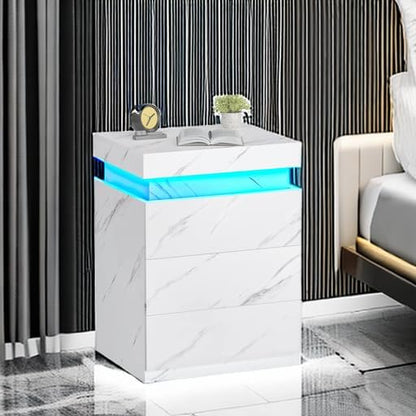 ADORNEVE Nightstand with Charging Station and LED Lights, Night Stand with - Image 6