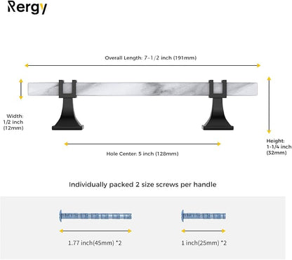 Rergy Cabinet Handles Marble Drawer Pulls and Knobs, T-Bar Hardware - Image 2