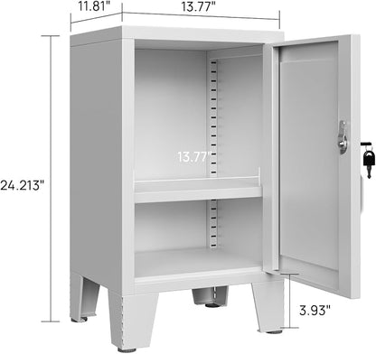 ALBAD Metal Nightstand with Lockable Cabinet, Compact Mini Locker Bedside Table - Image 3