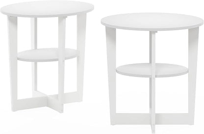 Furinno Jaya Side Table Set of 2, 2-Tier Round Modern End Table - Image 6