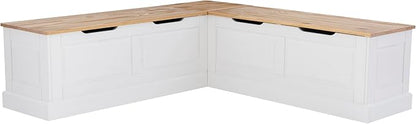 Linon Harris Natural and White Two Tone Backless Corner Breakfast Nook by Linon