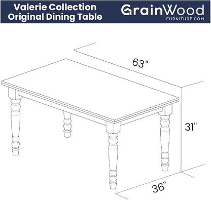Grain Wood Furniture Valerie Original Solid Wood 63" Dining Table, Rustic Walnut - Image 8
