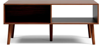 LCRBOL Coffee Table with Storage, Mid Century Dining Table with Sliding Fluted - Image 5