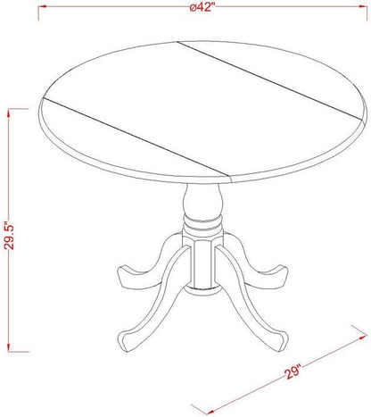 East West Furniture DLBO3-WHI-W 3 Piece Dining Room Table Set Contains a Round - Image 5