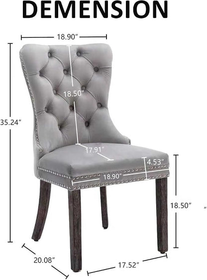 KCC Velvet Dining Chairs Set of 2, Upholstered High-end Tufted Dining Room Chair - Image 3
