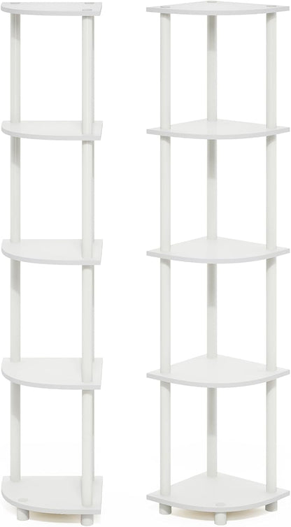 Furinno Turn-N-Tube Corner Shelf Set of 2, 5-Tier Corner Bookshelf, Open - Image 6
