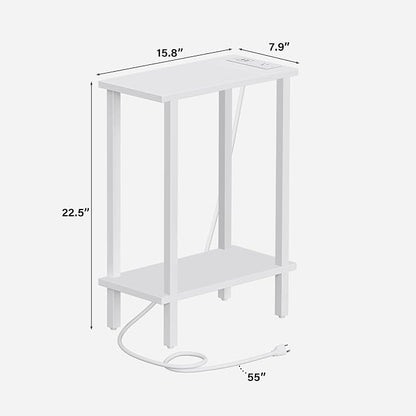 TUTOTAK Small End Table with Charging Station, Narrow Side Table with USB Ports - Image 3
