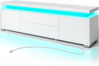 Rolanstar TV Stand with LED Lights & Power Outlet, Modern Entertainment Center by Rolanstar