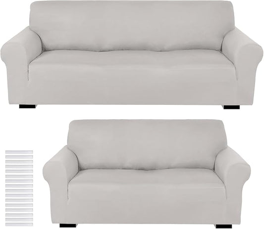Peryiter 2 Pcs Sofa Covers Couch and Loveseat Covers Set Stretch Sofa Slipcover by Peryiter