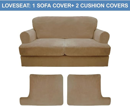CUCRAF Cushion Sofa Cover 3 Piece Slipcovers, Soft Thick Velvet Couch Cover - Image 5