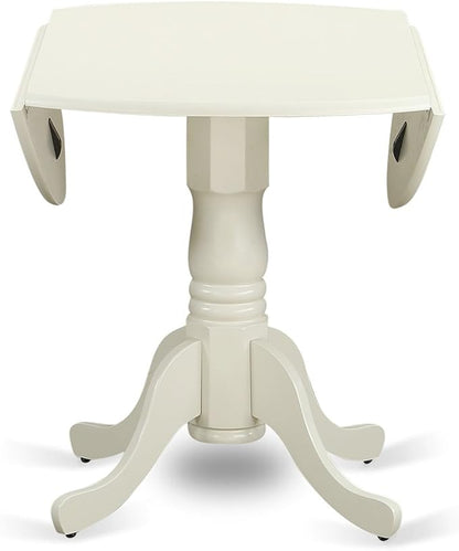 East West Furniture DLBO3-WHI-W 3 Piece Dining Room Table Set Contains a Round - Image 4