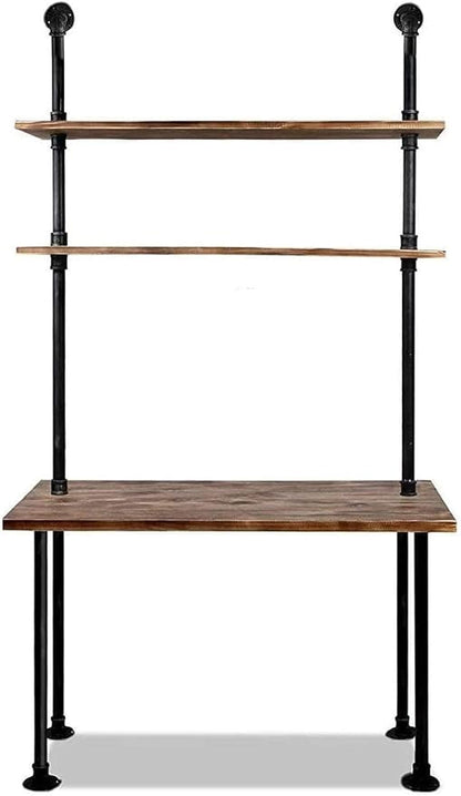 Computer Desk with Storage Shelves, Home Office Writing Desk, Bookshelf Laptop by Diwhy