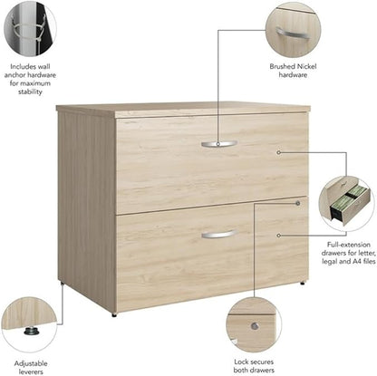 Bush Business Furniture Studio C 2 Drawer Lateral File Cabinet in Natural Elm - Image 6