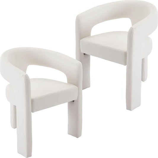 BESTANO Set of 2 Modern PU Leather Upholstered Dining Chairs by BESTANO