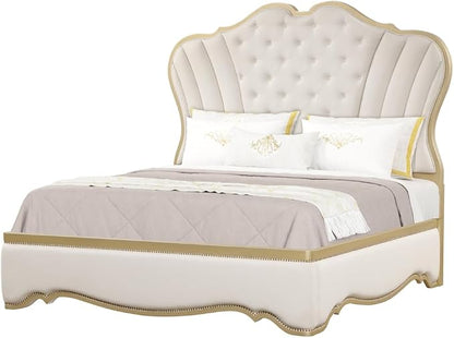 First of a Kind Athena Luxury 4-Piece King Bedroom Set in Ivory - Image 2