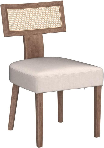 HNY Mid Century Modern Rattan Dining Chairs Set of 6, Farmhouse Linen - Image 5