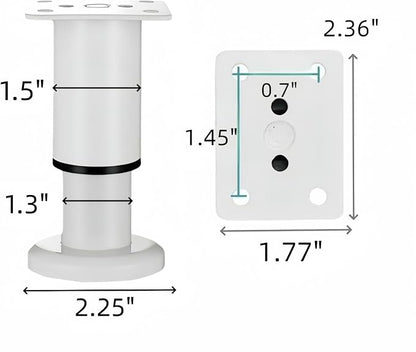 4PCS Adjustable 3.1-4.7 Inch Metal Furniture Legs White Furniture Replacement - Image 2