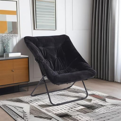 Tiita Comfy Folded Chair, Soft Faux Fur Oversized Folding Accent Chair - Image 2