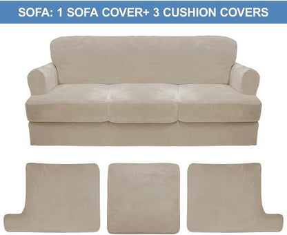 CUCRAF T Cushion Sofa Cover 4 Piece Slipcovers, Soft Thick Velvet Couch Cover - Image 5