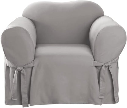 SureFit Cotton Duck Armchair Box Cushion One Piece Slipcover, Chair Cover by SureFitInc