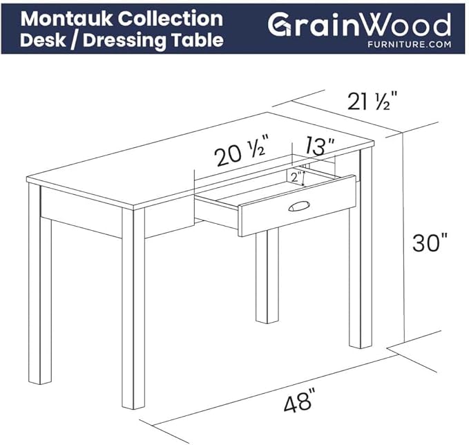 Grain Wood Furniture Montauk Desk/Dressing Table, Rustic Walnut - Image 2