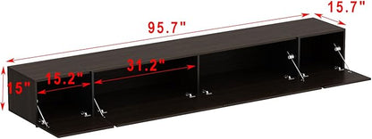 AIEGLE 95.1" W TV Stand with 4 Flip-Down Drawers, Modern Entertainment Center - Image 2