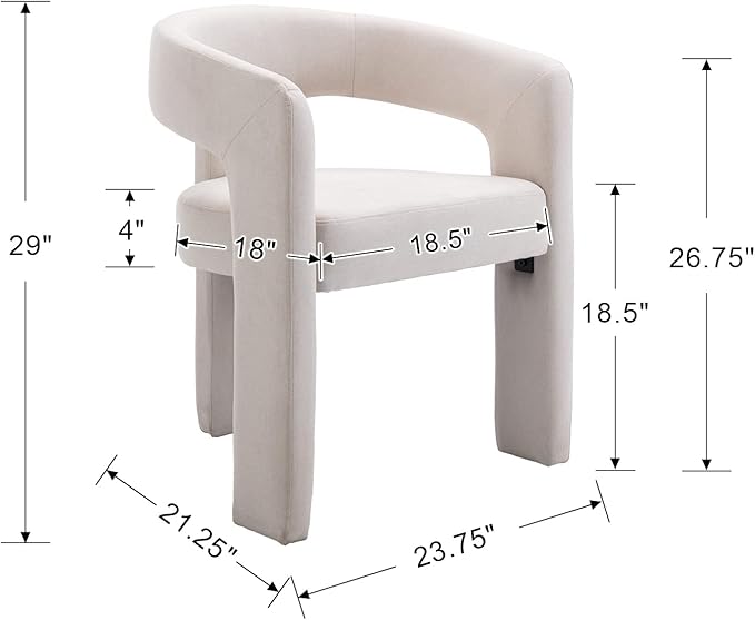 BESTANO Set of 2 Modern Linen Fabric Upholstered Dining Chairs - Image 3