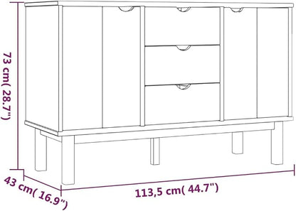 Scandinavian Sideboard with 5 Compartments, 3 Drawers and 2 Solid Wood Doors in - Image 2
