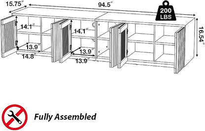 POVISON Full Assembled Mid Century Modern TV Stand, Entertainment Center - Image 7