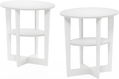 Furinno Jaya Side Table Set of 2, 2-Tier Round Modern End Table - Image 5