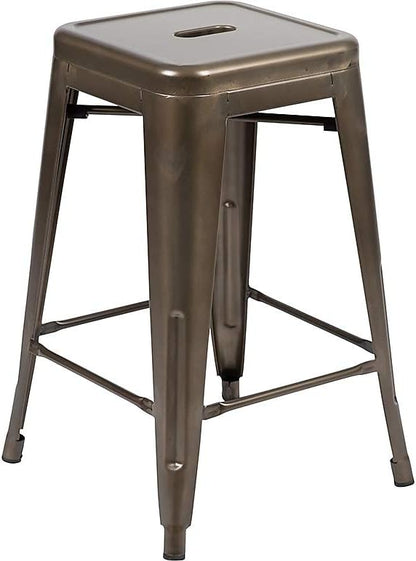 Flash Furniture Lily 24" High Metal Counter-Height, Indoor Bar Stool in Gun - Image 11