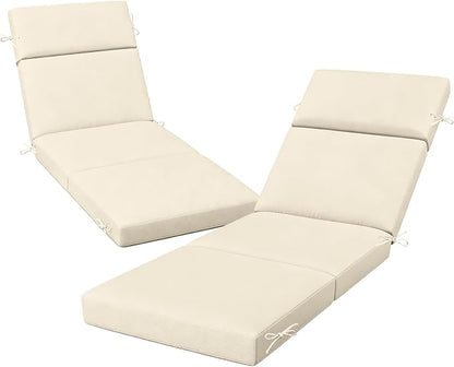 2 Pcs Outdoor Chaise Lounge Cushion 72" x 21" x 3", 4-Section Folding Patio by VOGVOG