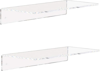 Weiai Clear Acrylic Shelves 12 Inch, Floating Wall Mounted Shelf by Weiai