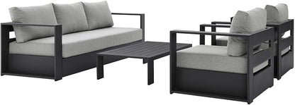 Modway Tahoe Aluminum 4-Piece Outdoor Patio Set in Gray Gray by Modway