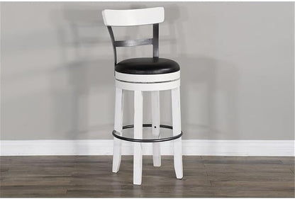 Pemberly Row Set of 3 White/Brown Wood Bar Unit and 2 Swivel Barstool - Image 5