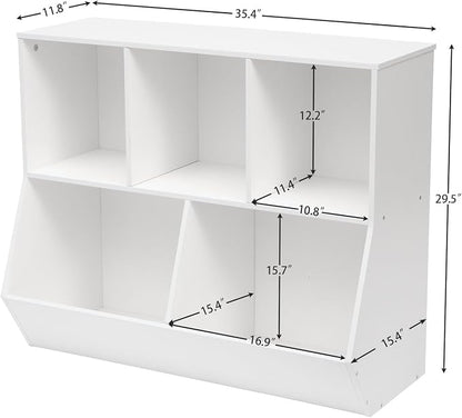 HOOBRO Kids Bookshelf, Bookcase Footboard, Toy Storage Cubby, Children's Toy - Image 3