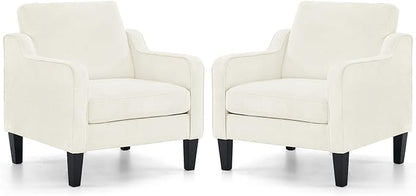 VINGLI Mid Century Modern Accent Chairs Set of 2, Comfy Armchair Chenille Sofa by VINGLI