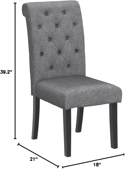 Roundhill Furniture Leviton Solid Wood Tufted Dining Chair - Image 2