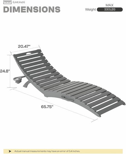 Folding HDPE Pool Lounge Chairs Set of 6, Pre-Assembled Outdoor Chaise Lounge - Image 2