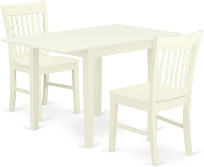 East West Furniture NDNO3-LWH-W 3 Piece Dining Room Table Set Contains a by EastWestFurniture