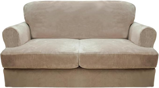CUCRAF T Cushion Sofa Cover 3 Piece Loveseat Slipcovers, Soft Thick Velvet by CUCRAF